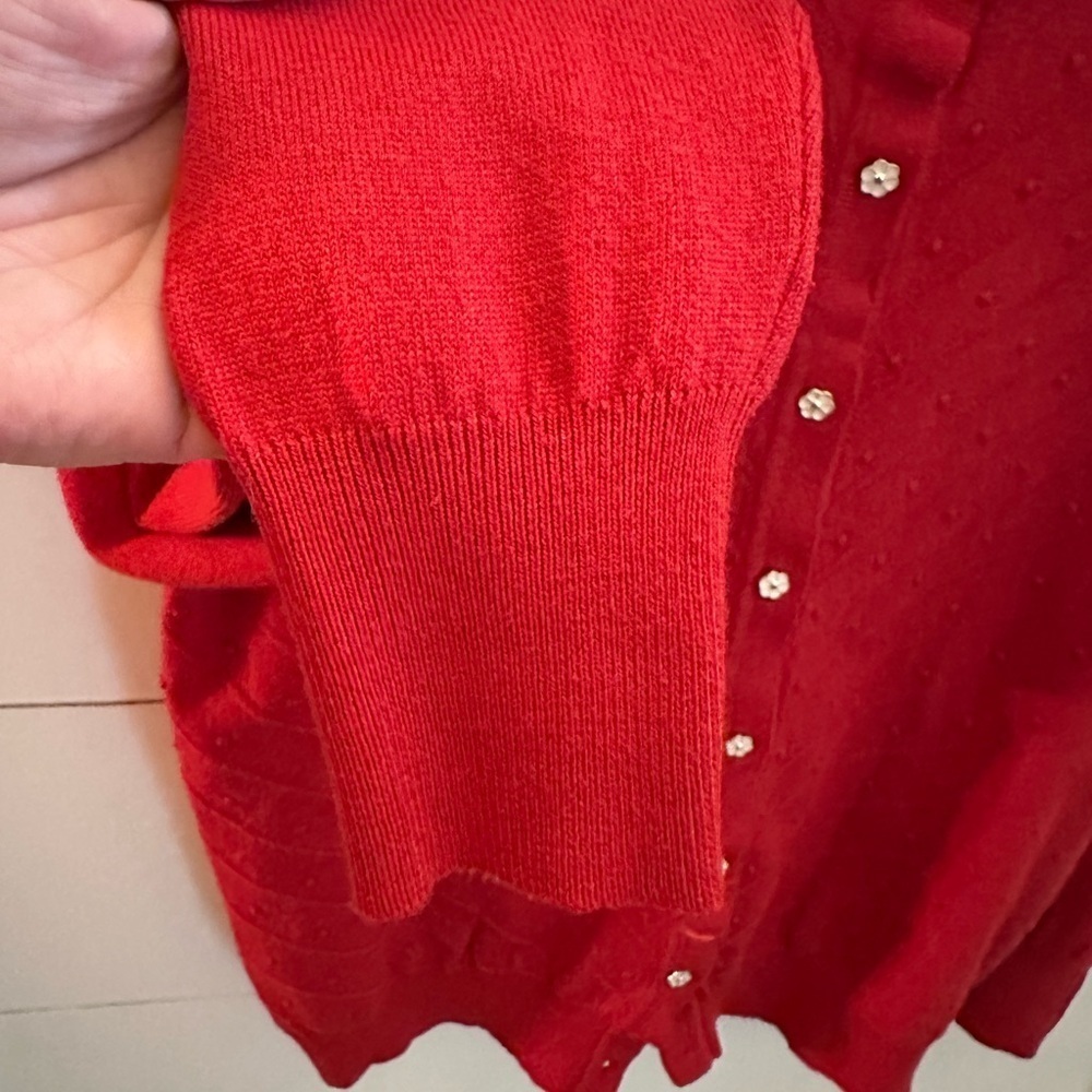 ZOE & ZAC L red flower button woman poly Cottagecore career classic cardigan - Picture 6 of 11
